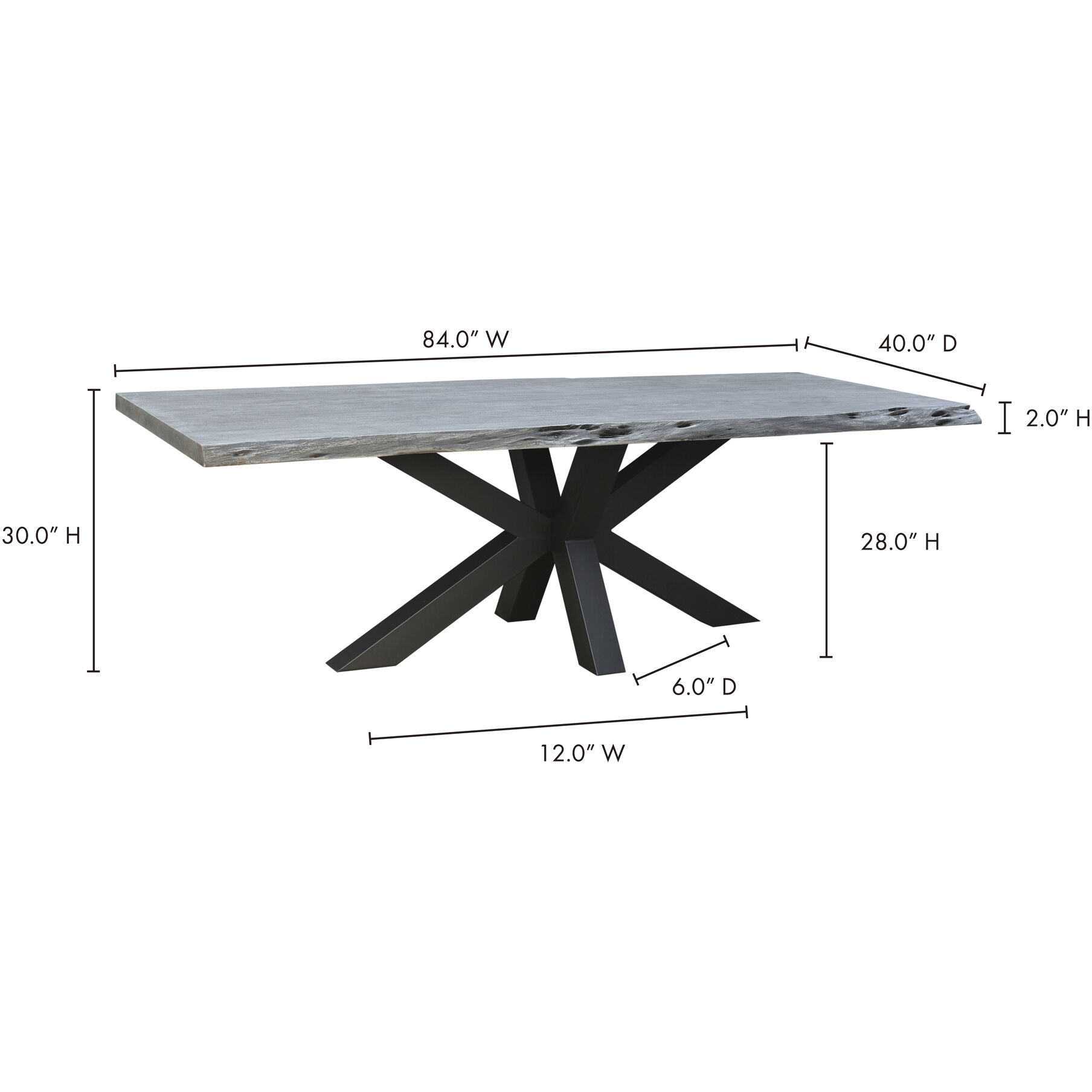 Edge 84 X 40 inch Grey Dining Table, Small