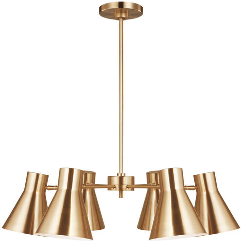 Chet 6 Light 25.63 inch Satin Brass Chandelier Ceiling Light