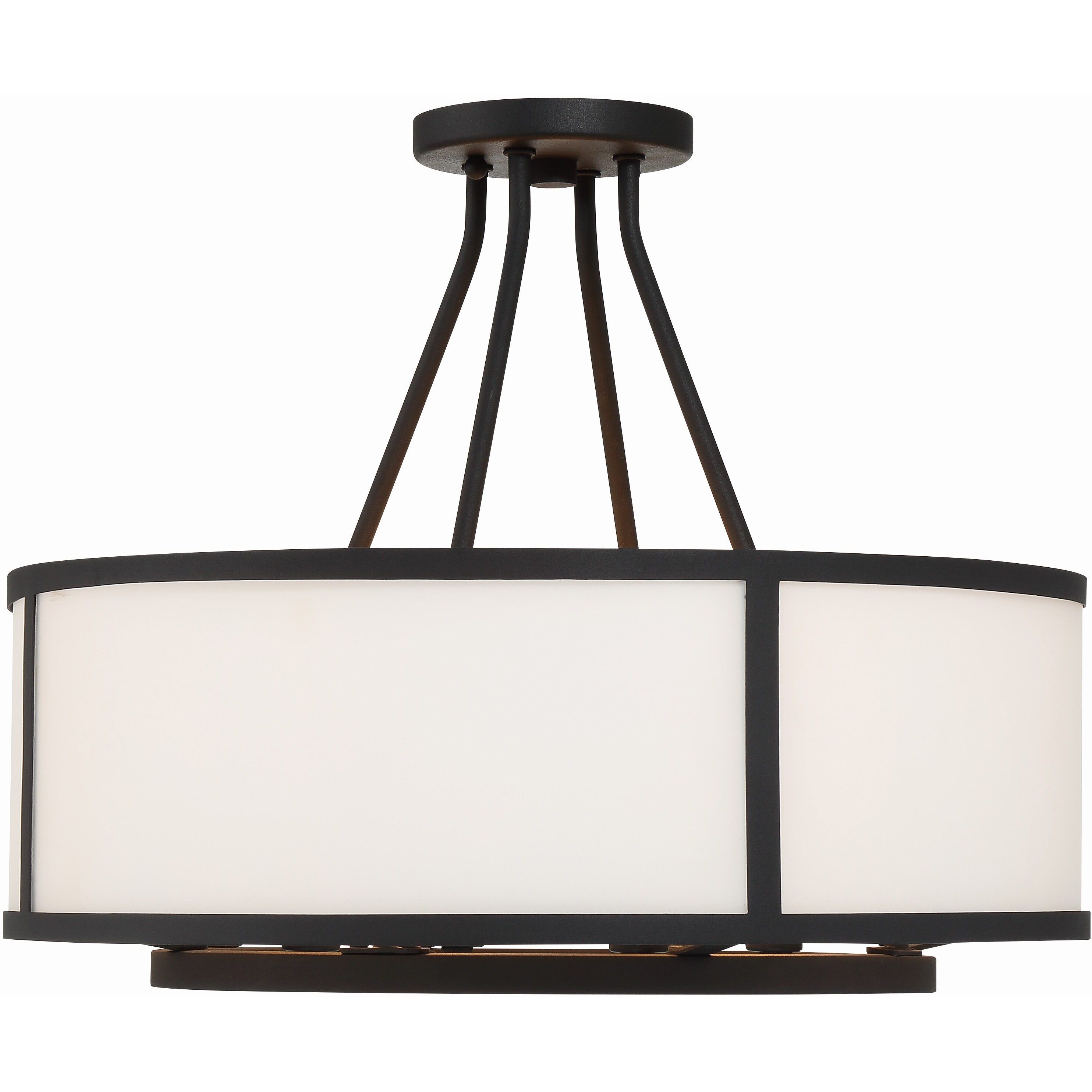 Bryant 4 Light 18 inch Black Forged Semi Flush Ceiling Light