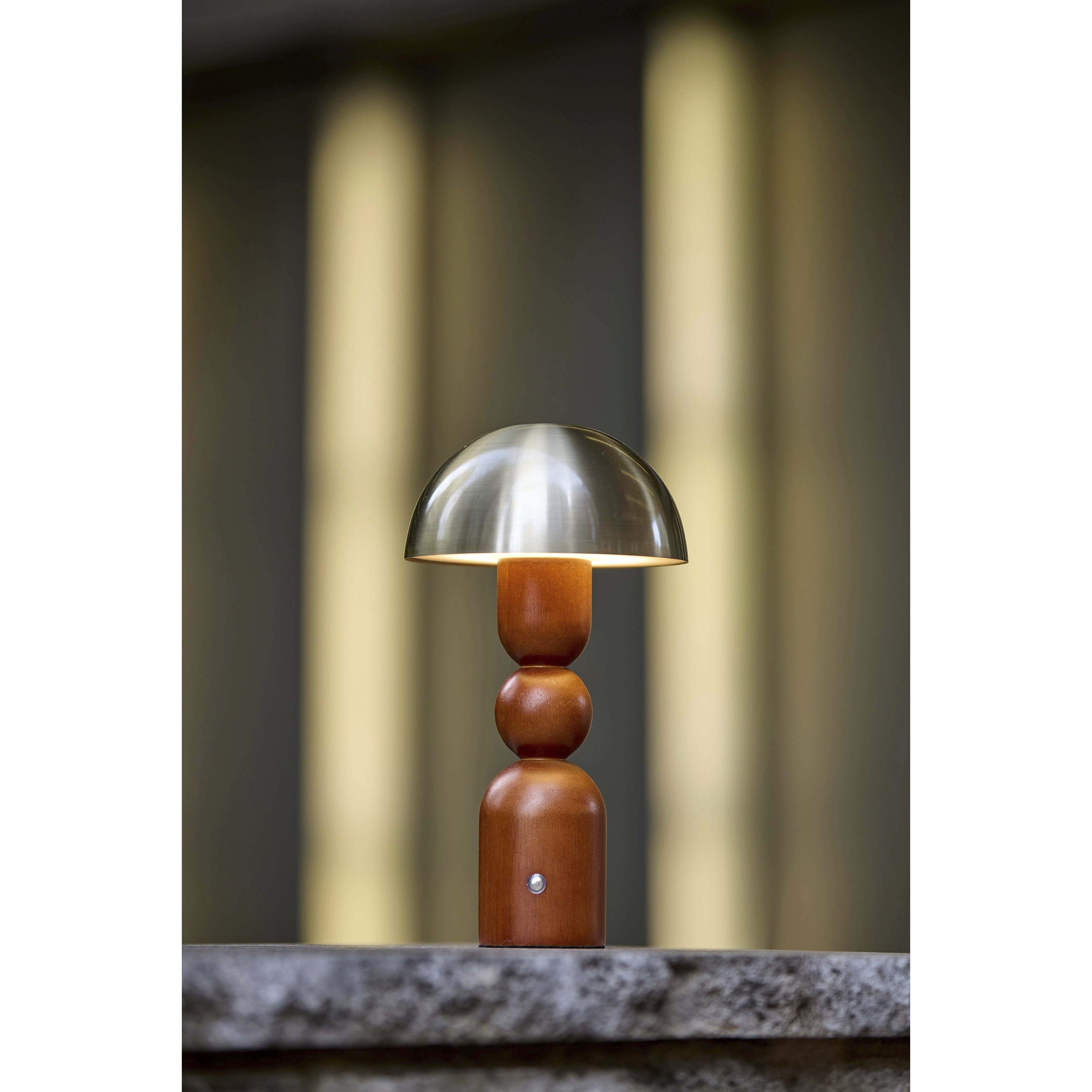 Connie 10.75 inch 2.00 watt Walnut and Antique Brass Cordless Table Lamp Portable Light