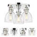 Newton Bell 3 Light 19.63 inch Polished Nickel Flush Mount Ceiling Light in Clear Glass
