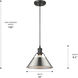 Yep Orwell Pendant Ceiling Light in Matte Black, Pewter, Medium