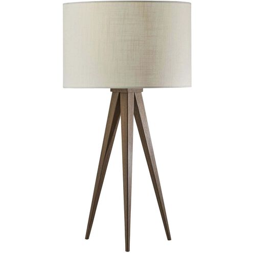 Director 26 inch 100.00 watt Metal with Rosewood Veneer Table Lamp Portable Light in Walnut