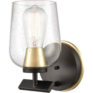 Remy LED 5 inch Black Satin Brass Bath Vanity Light Wall Light in Seedy Glass