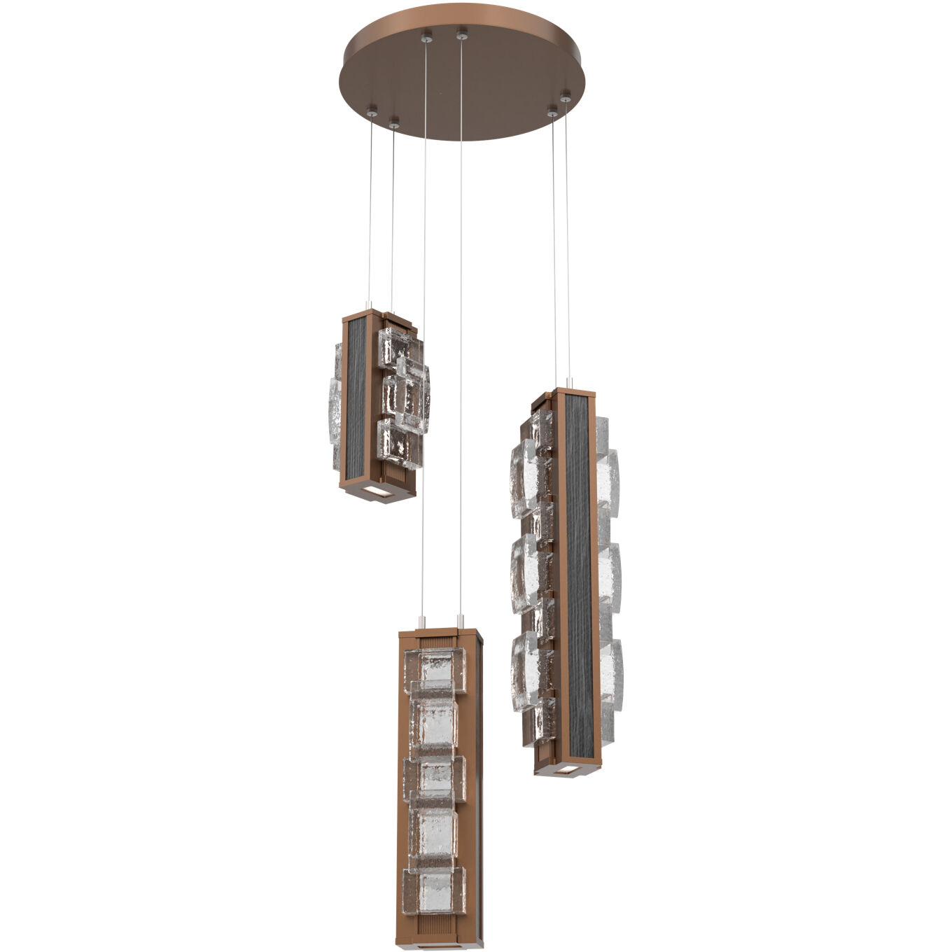 Tessera LED 21.3 inch Burnished Bronze with Dark Oak Multi-Pendant Ceiling Light in 3000K LED, Tetro Cast