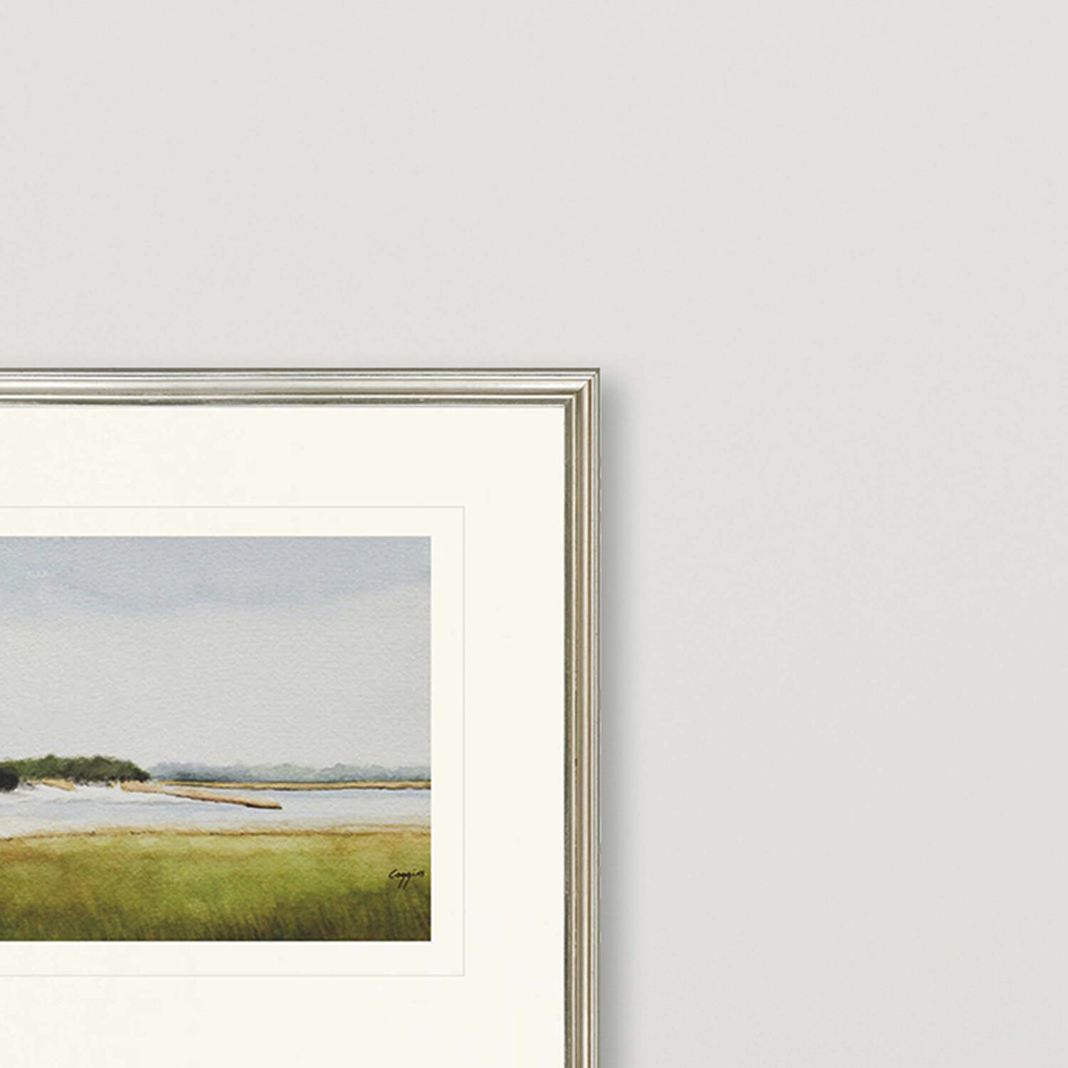 Marshlands 1433 Blue and Green and White and Brown Framed Art