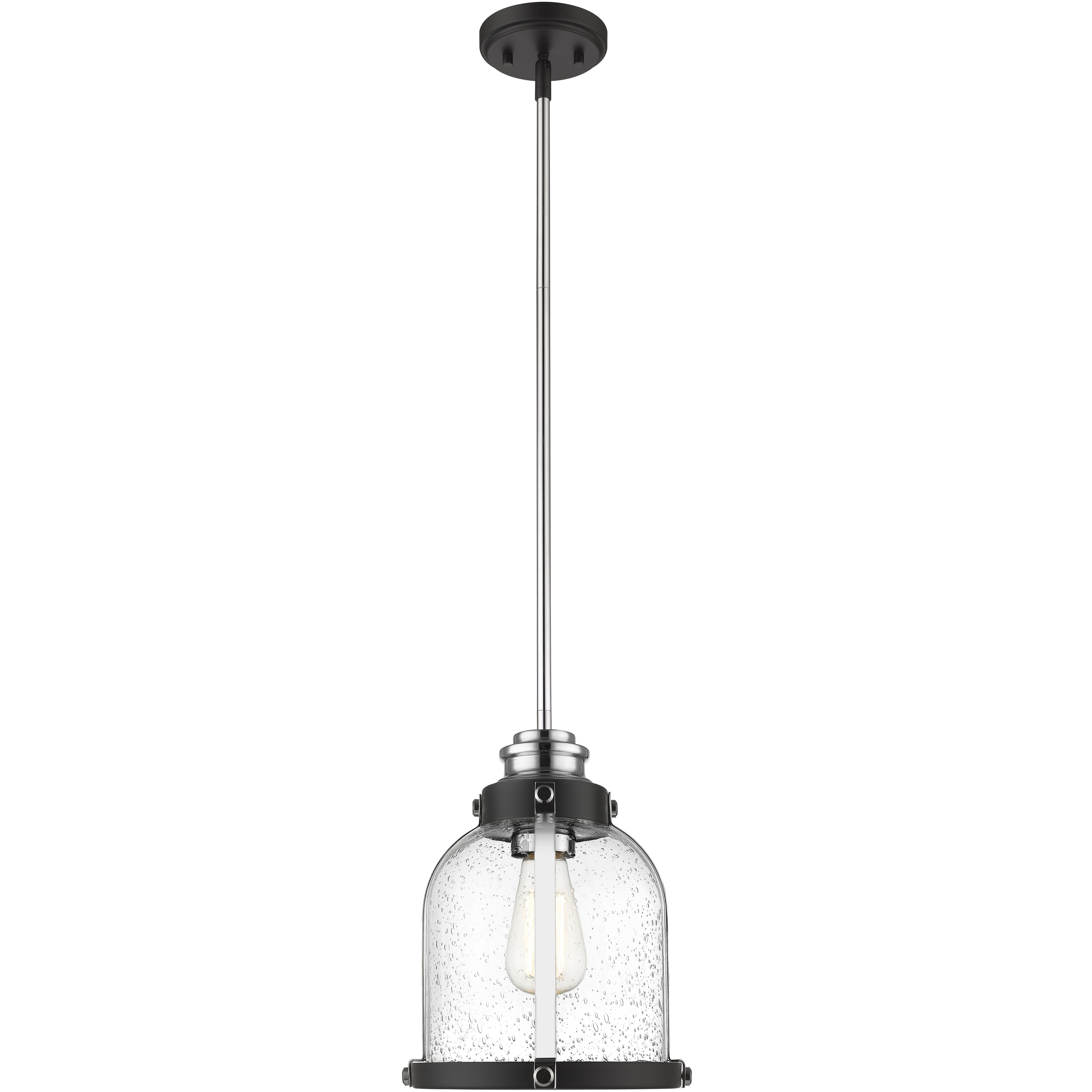 Burren 1 Light 8.75 inch Matte Black and Chrome Pendant Ceiling Light