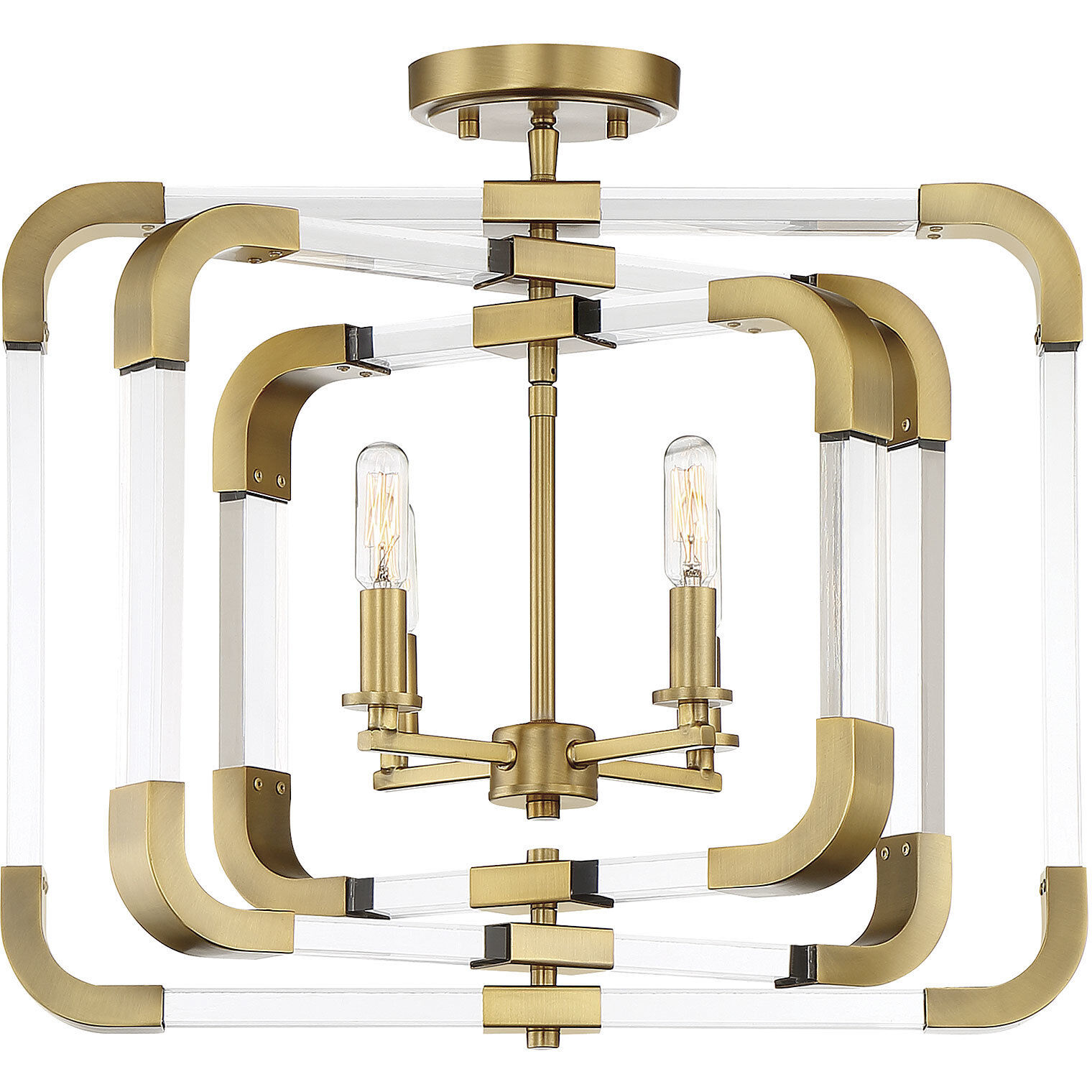 Rotterdam 4 Light 20 inch Warm Brass Convertible Semi-Flush or Pendant Ceiling Light, Essentials