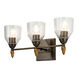 Fun Finial 3 Light 22 inch Dark Bronze Vanity Light Wall Light