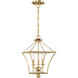 Broche 3 Light 11 inch Antique Gold Lantern Chandelier Ceiling Light