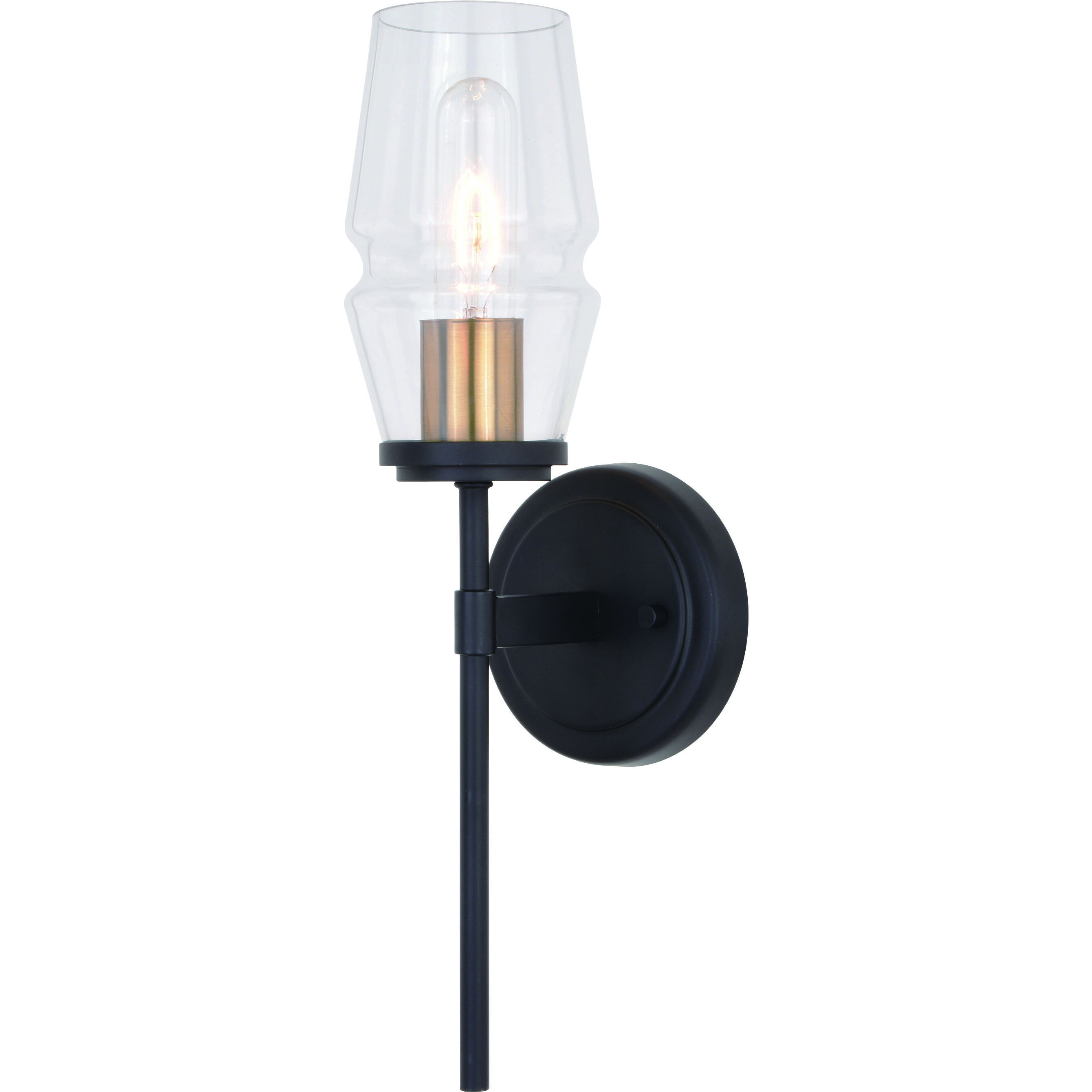 Warren LED 5.5 inch Matte Black and Brushed Brass Bathroom Light Wall Light in 1