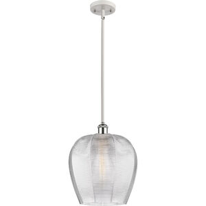 Ballston Norfolk LED 12 inch White and Polished Chrome Mini Pendant Ceiling Light in Clear Glass