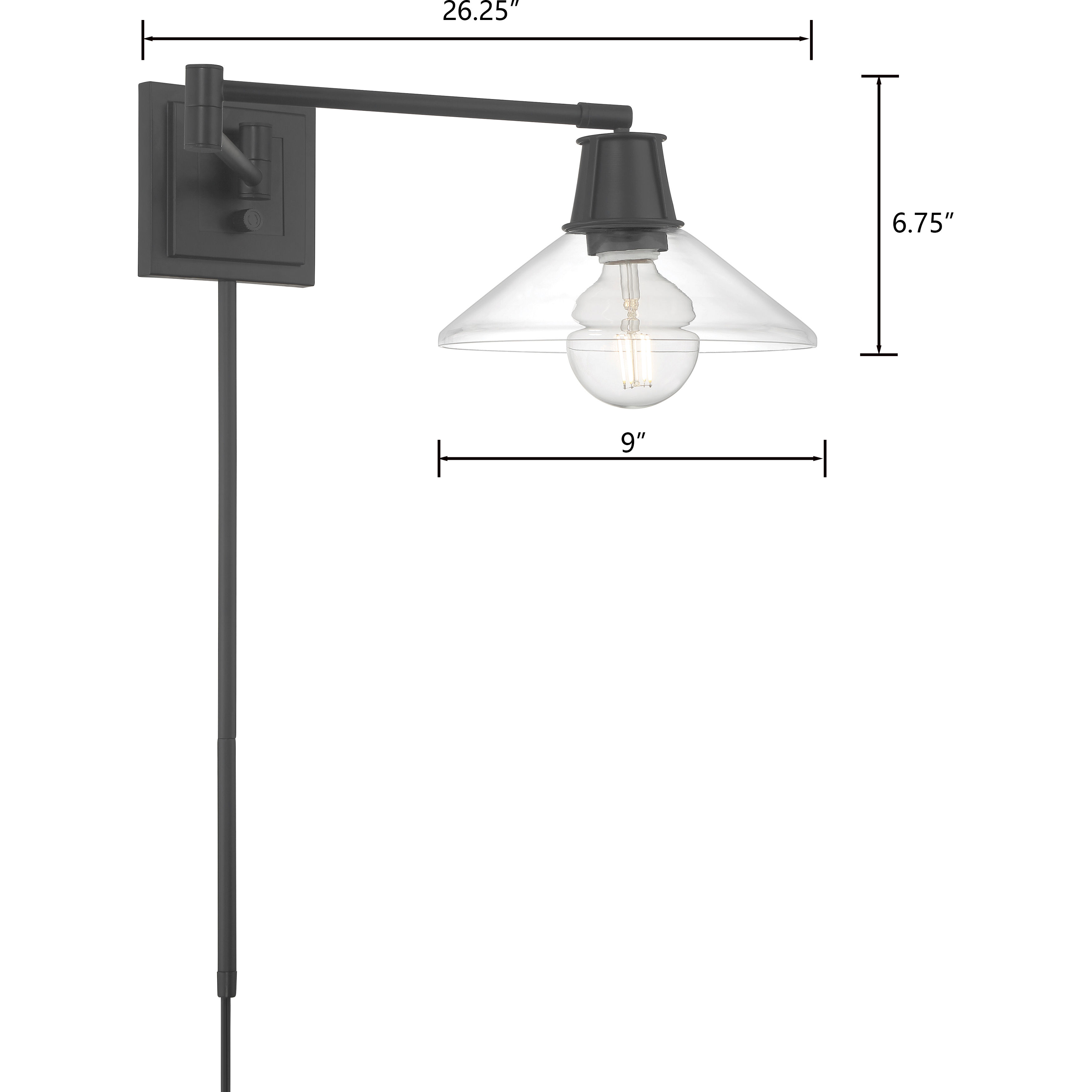 Dillon 26.25 inch 40 watt Matte Black Swingarm Sconce Wall Light