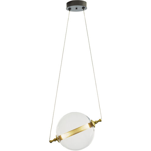Otto LED 16.1 inch Black with Brass Accents Mini Pendant Ceiling Light, Sphere