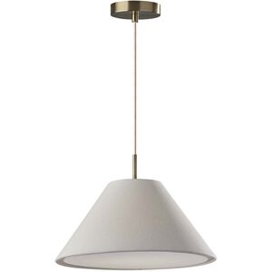 Hadley 18 inch White Textured Fabric and Antique Brass Pendant Ceiling Light