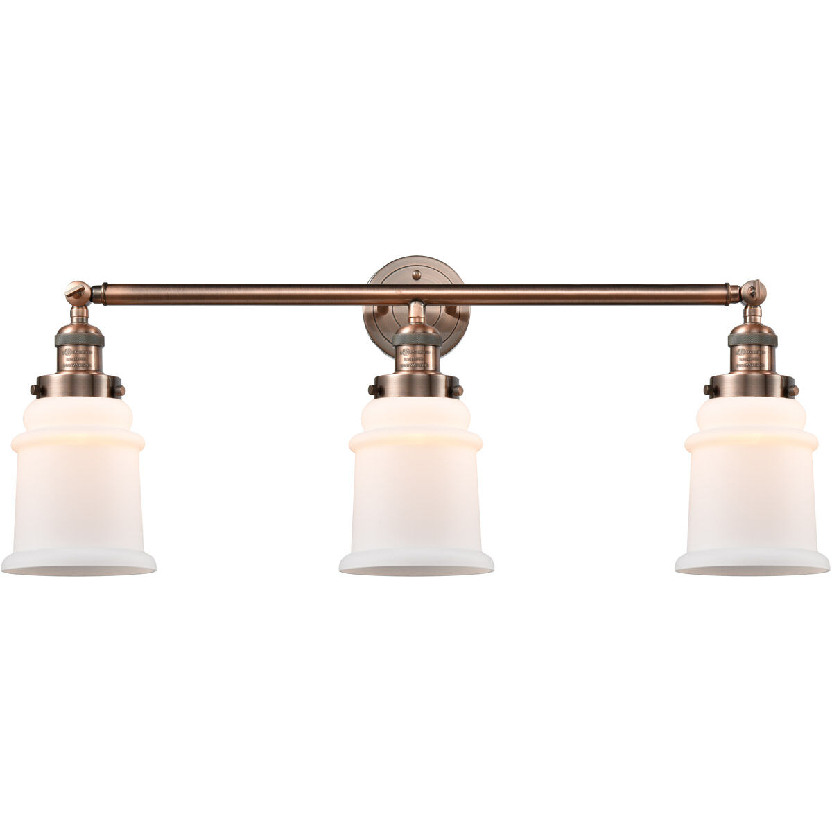 Franklin Restoration Canton LED 30 inch Antique Copper Bath Vanity Light Wall Light in Matte White Glass, Franklin Restoration