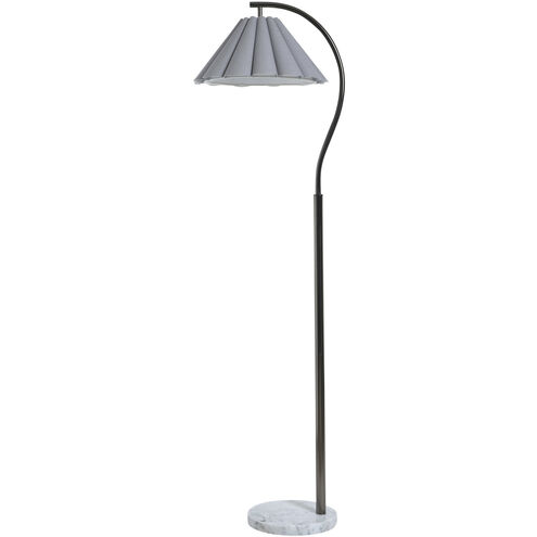 Vivienne 64 inch 100 watt White Marble and Black Nickel Floor Lamp Portable Light