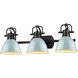 Duncan 3 Light 25 inch Matte Black Bath Vanity Wall Light in Seafoam