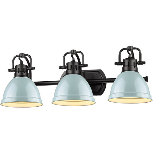 Duncan 3 Light 25 inch Matte Black Bath Vanity Wall Light in Seafoam
