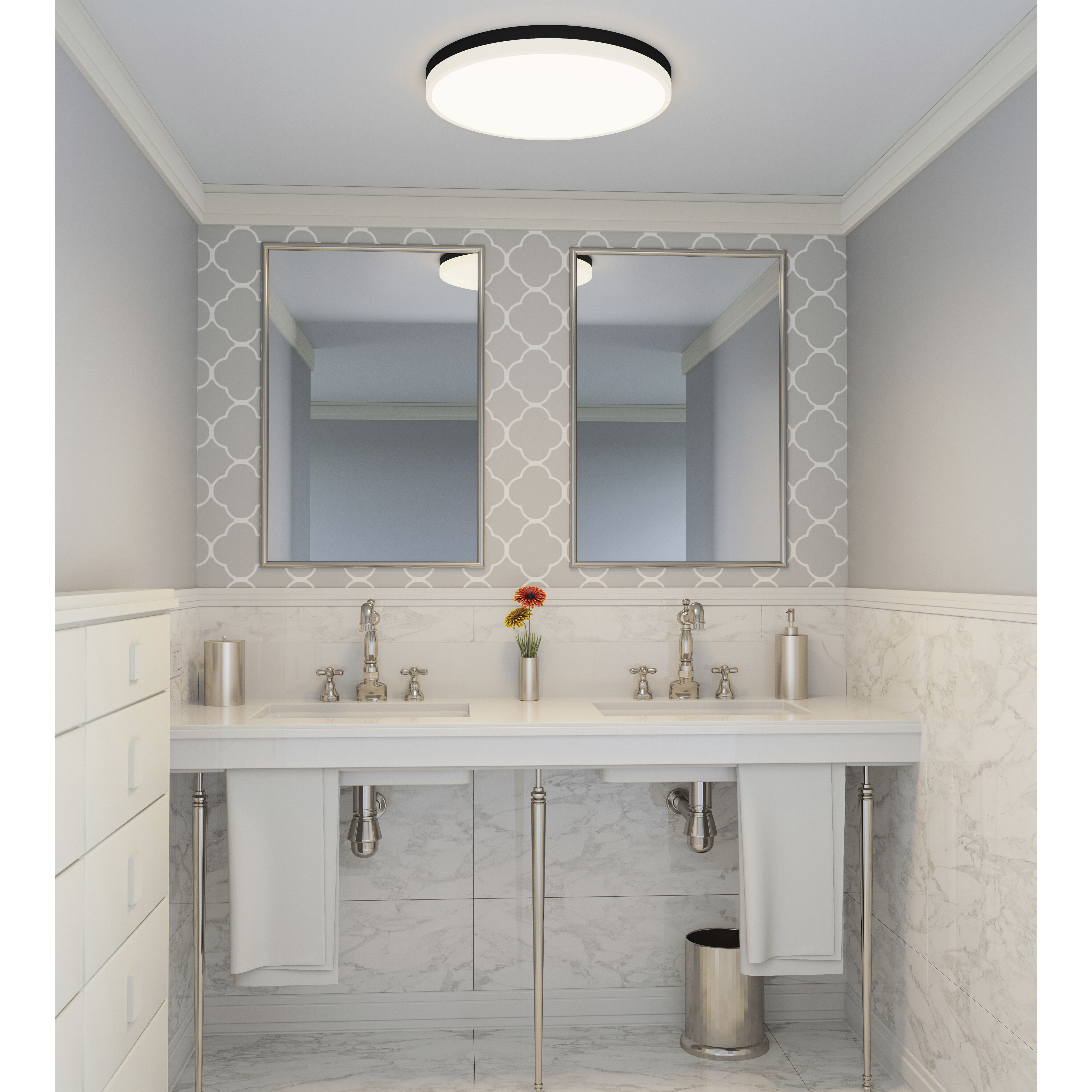 Weldin LED 20 inch Matte Black White Flush Mount Ceiling Light