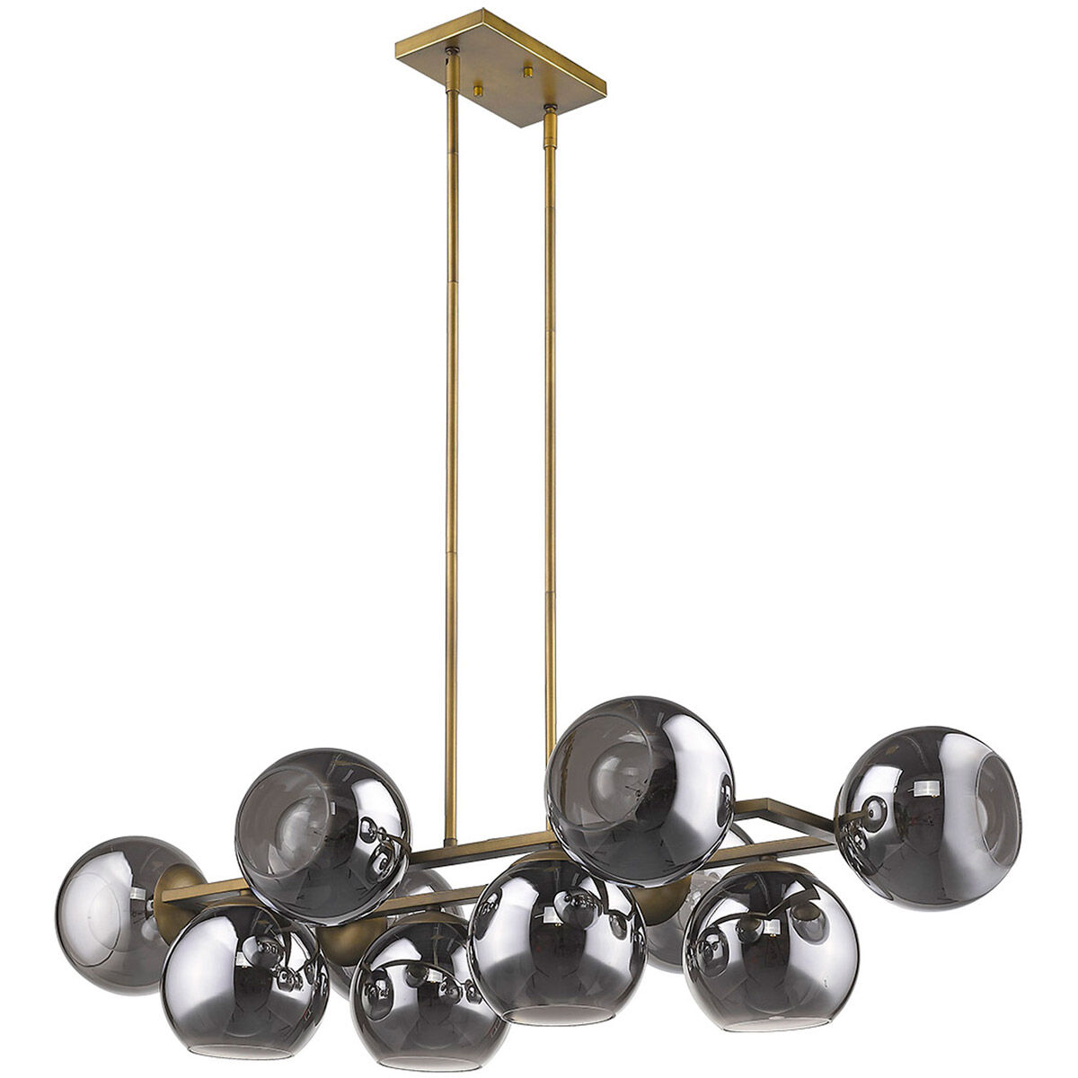 Lunette 10 Light 44 inch Aged Brass Island Pendant Ceiling Light