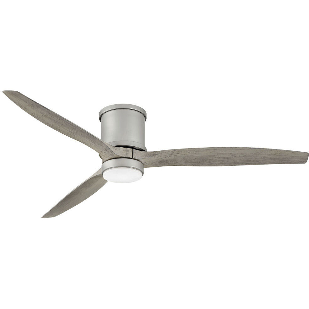 Hover Flush 60 inch Brushed Nickel with Weathered Wood Blades Fan