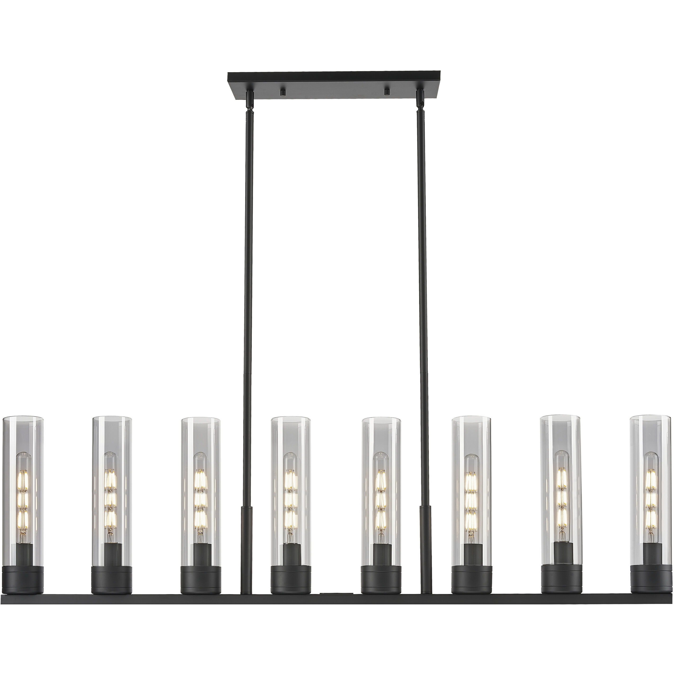 Boreas Island Light Ceiling Light in Matte Black, Light Smoke Glass