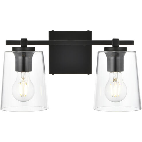 Kacey 2 Light 14 inch Black Bath Sconce Wall Light