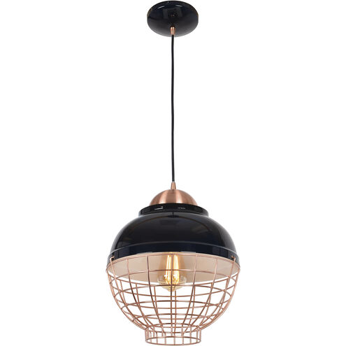 Dive LED 11.5 inch Shiny Black and Copper Pendant Ceiling Light