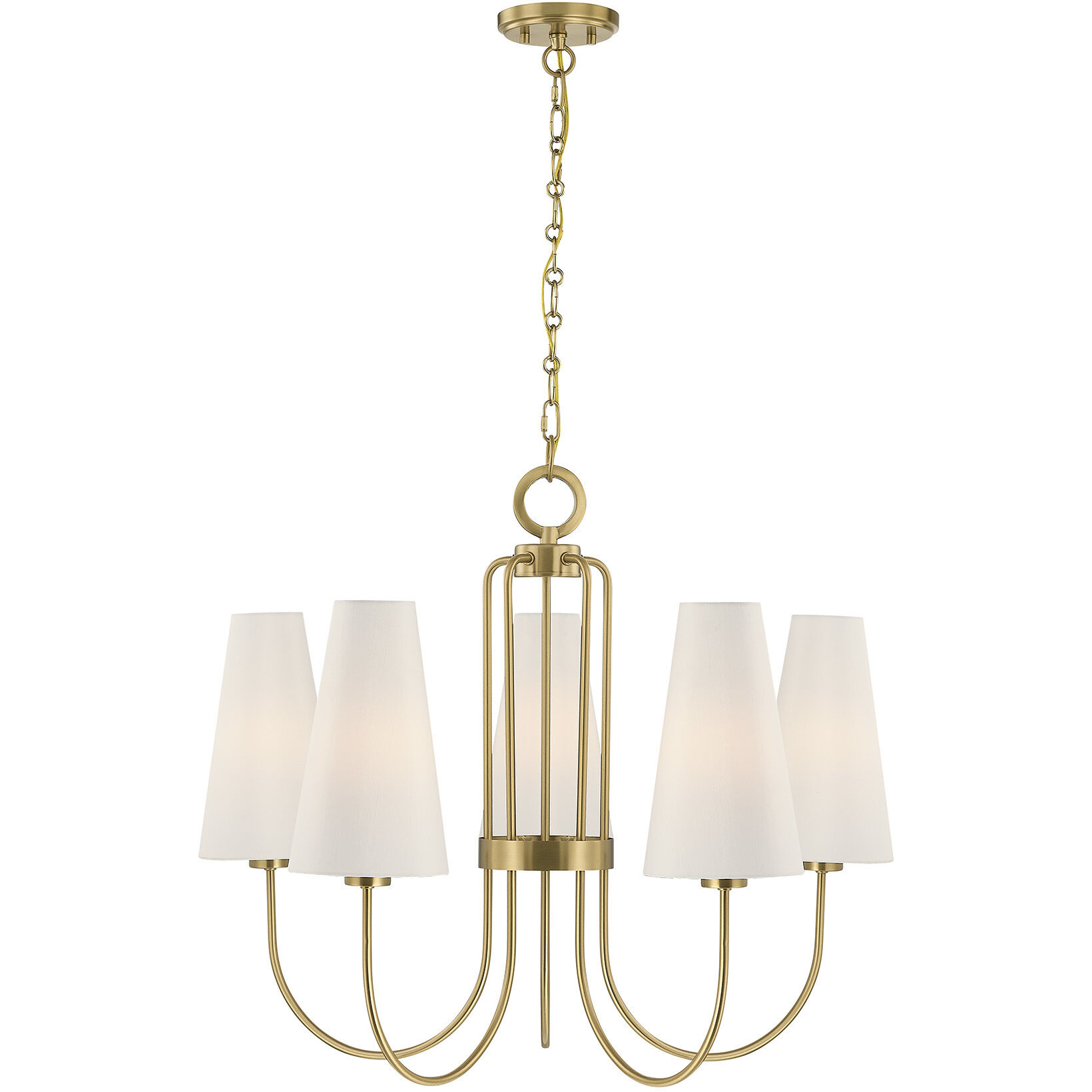 Wilkes 5 Light 30 inch Warm Brass Chandelier Ceiling Light