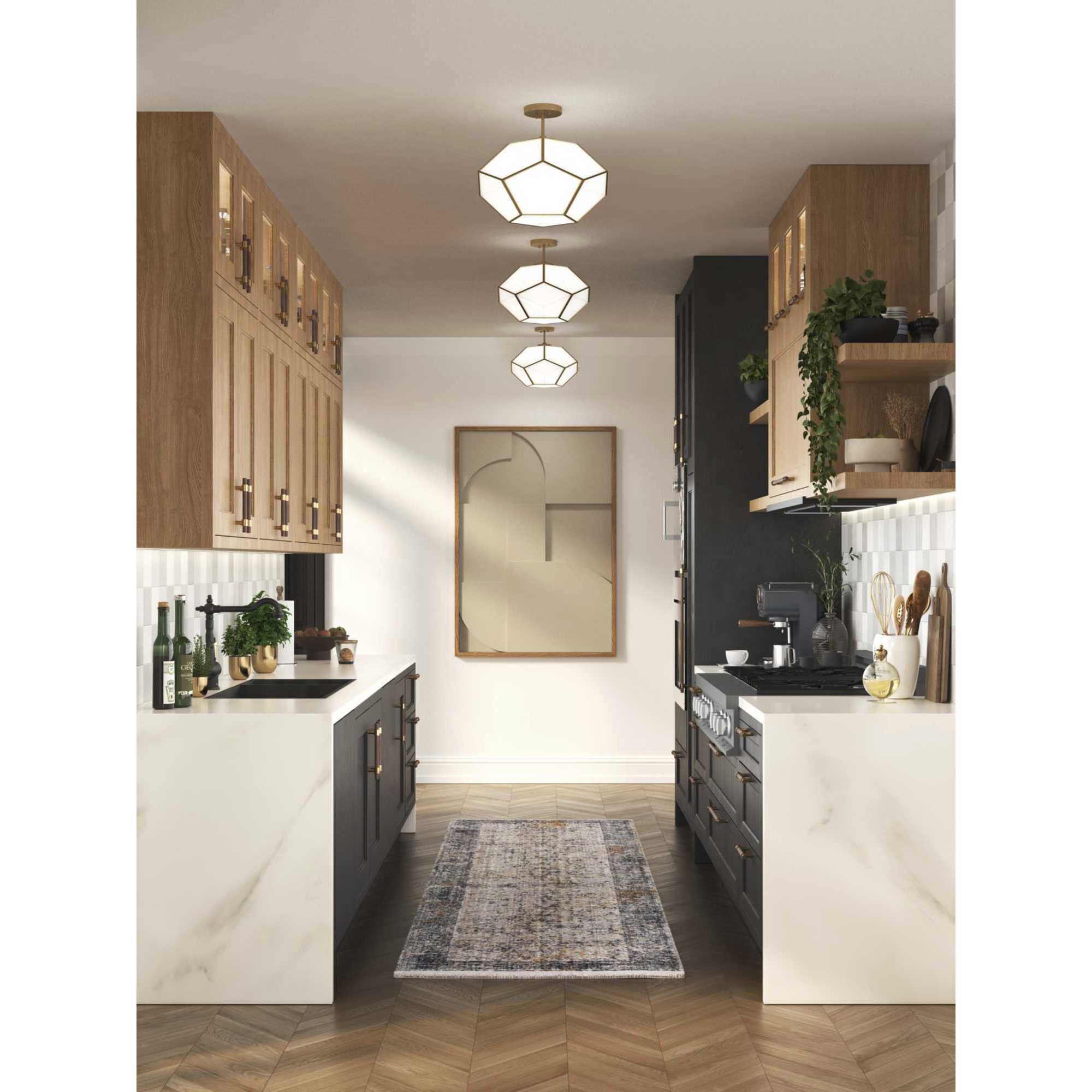 Latham 3 Light 18 inch Vintage Gold Semi-Flush Mount Ceiling Light