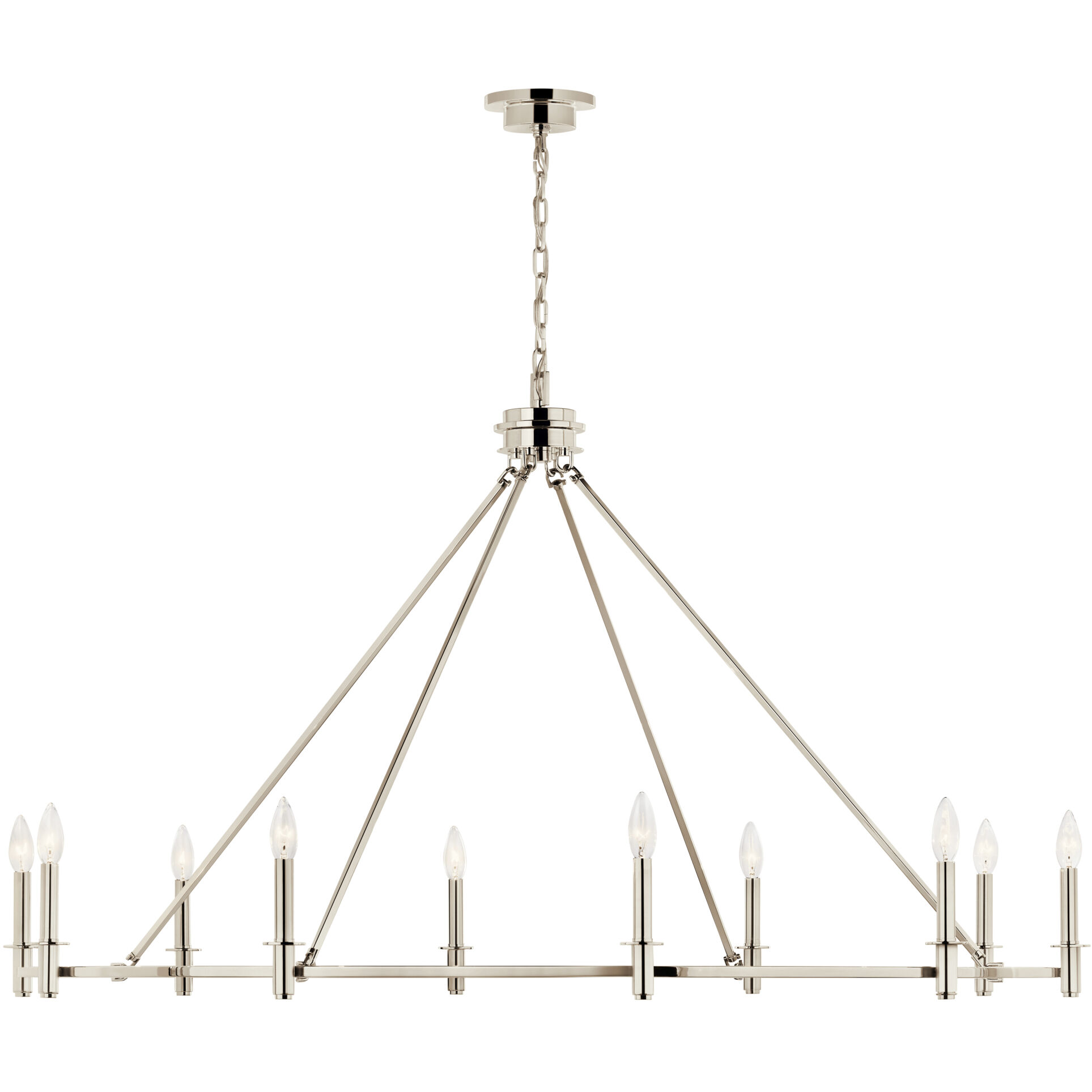 Carrick 10 Light Polished Nickel Chandelier Ceiling Light, 1 Tier Large
