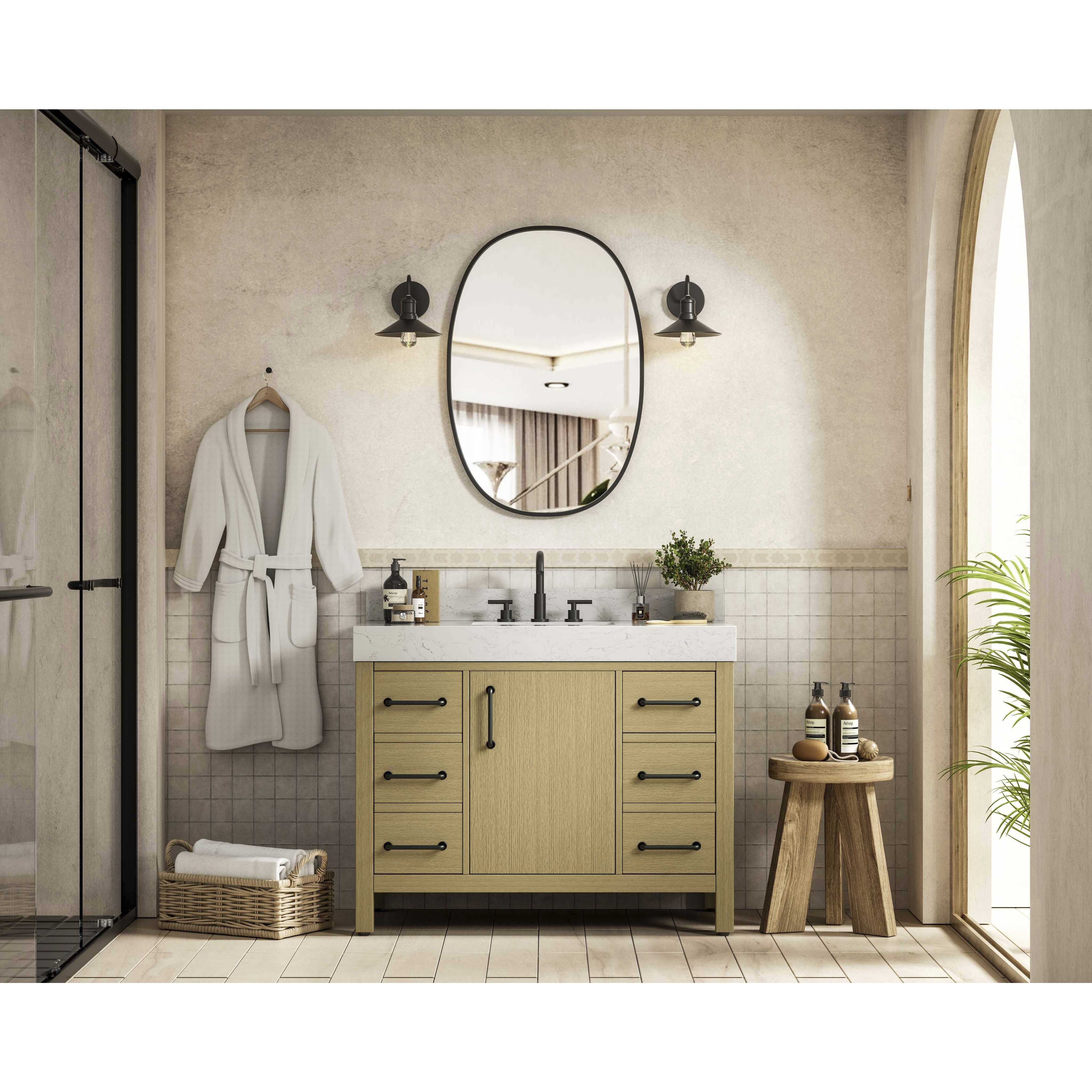 Nathan 42 X 34 inch Honey Brown Bathroom Vanity Cabinet