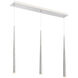 Cascade LED 5.5 inch Polished Nickel Multi-Light Pendant Ceiling Light in 3, Linear, 28in.