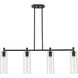 Crown Point 4 Light 43.75 inch Matte Black Island Light Ceiling Light in Clear Glass