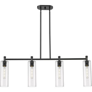 Crown Point 4 Light 43.75 inch Matte Black Island Light Ceiling Light in Clear Glass