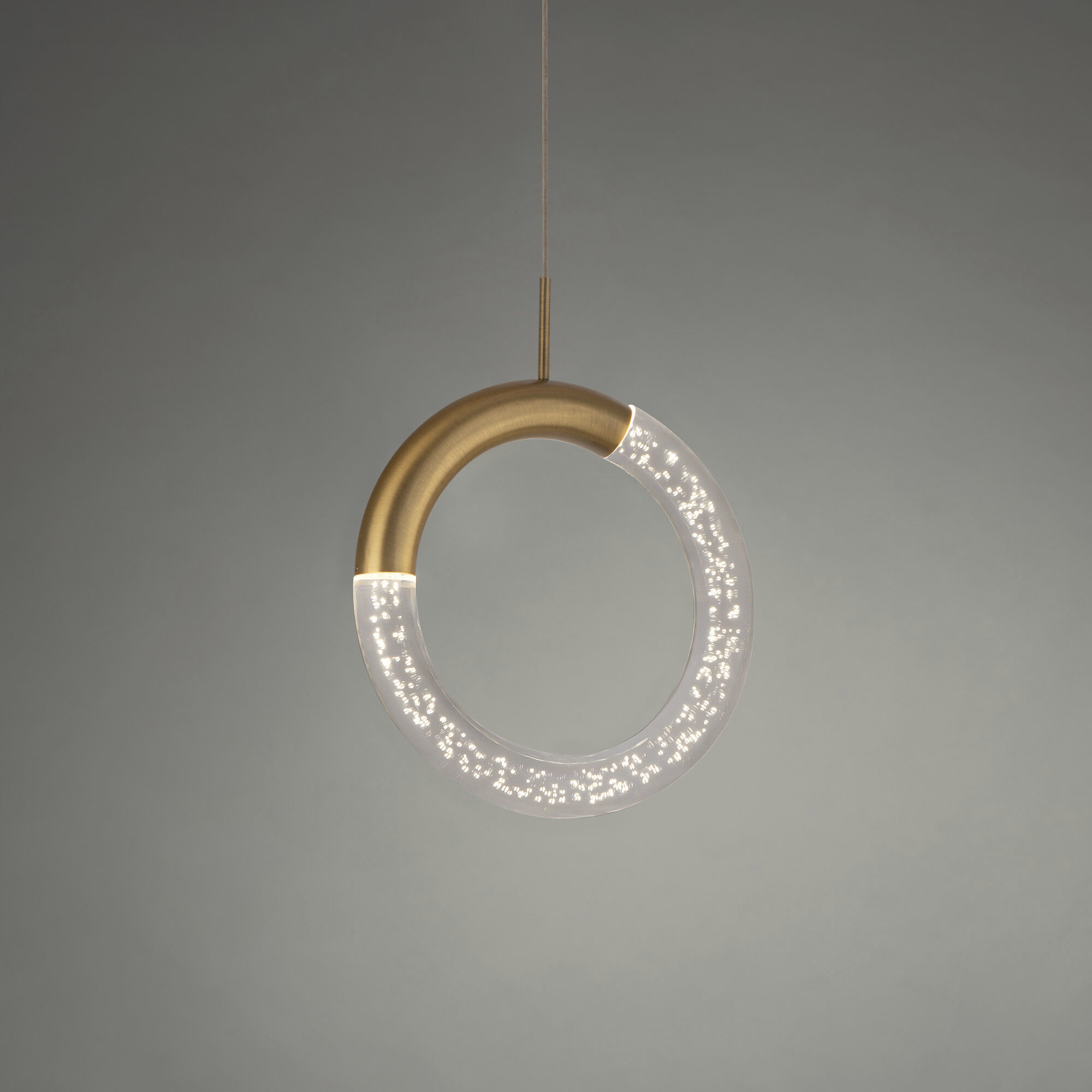 Ringlet LED 8 inch Aged Brass Pendant Ceiling Light, dweLED