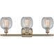 Ballston Belfast 3 Light 26 inch Antique Brass Bath Vanity Light Wall Light in Incandescent, Clear Crackle Glass, Ballston