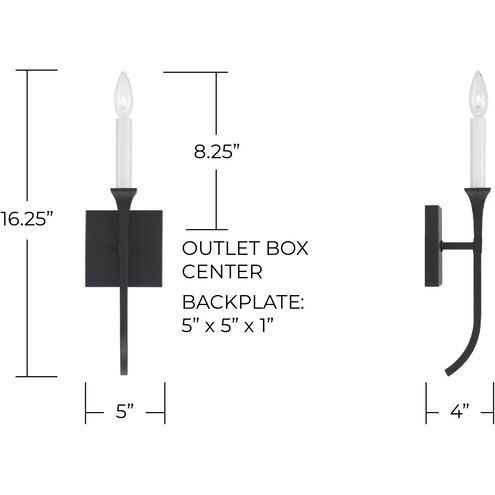 Decklan 1 Light 5 inch Black Iron ADA Sconce Wall Light