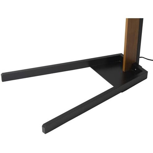 Vaulted 86 inch 100.00 watt Weathered Brass and Walnut with Black Arc Floor Lamp Portable Light