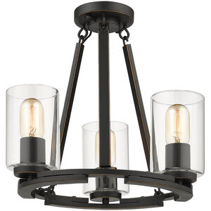 Monroe 3 Light 16 inch Matte Black with Gold Highlights Semi-flush Ceiling Light, Convertible