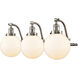 Franklin Restoration Large Beacon 3 Light 28 inch Brushed Satin Nickel Bath Vanity Light Wall Light in Matte White Glass, Franklin Restoration