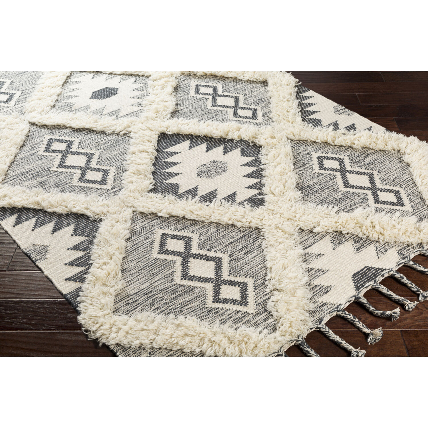 Apache 120 X 96 inch Charcoal/Ivory Handmade Rug in 8 x 10