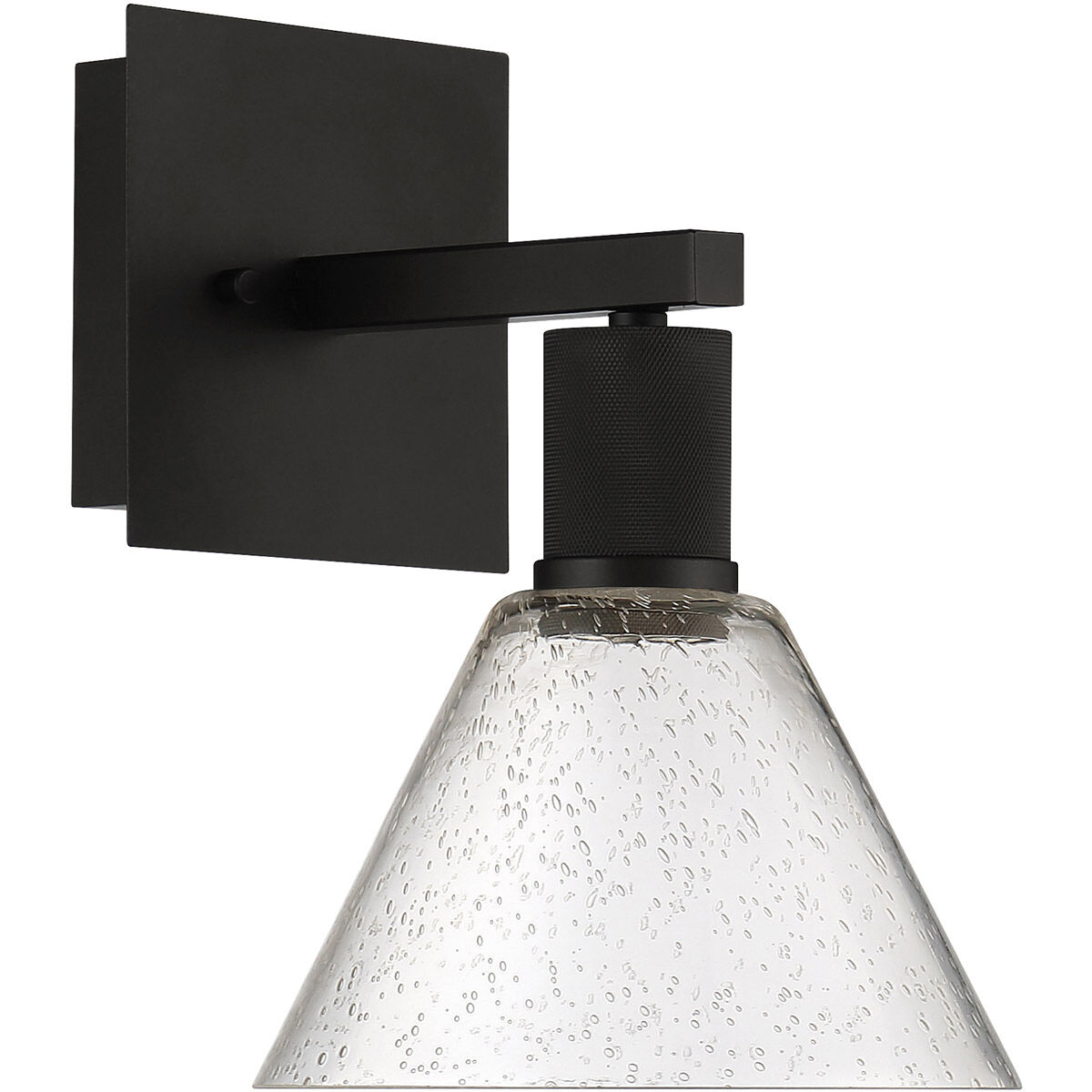 Port Nine Wall Sconce Wall Light in Matte Black, Seeded