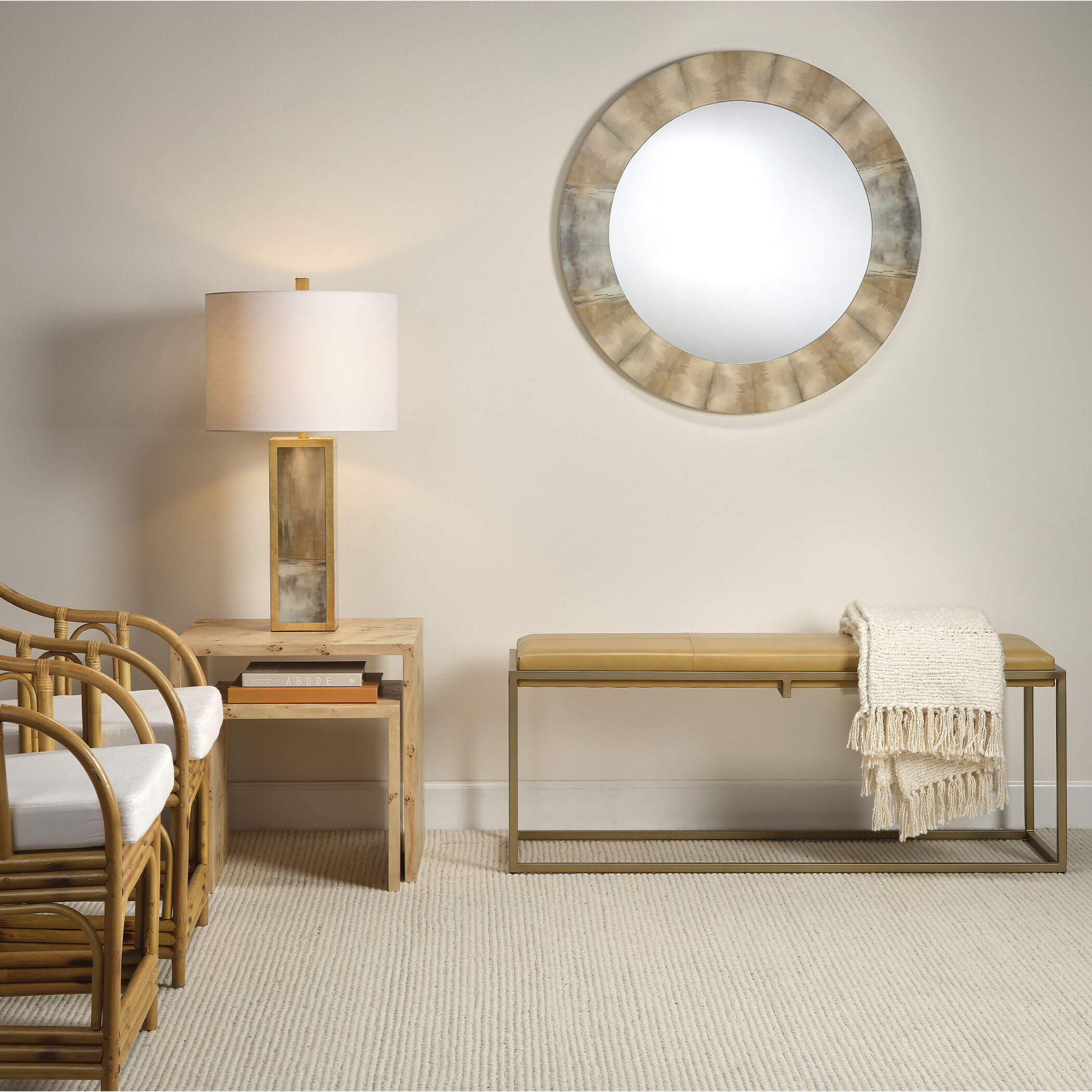 Cloudscape 33 inch 150.00 watt Taupe & Slate Lacquer w/ Antique Gold Leafed Metal Table Lamp Portable Light