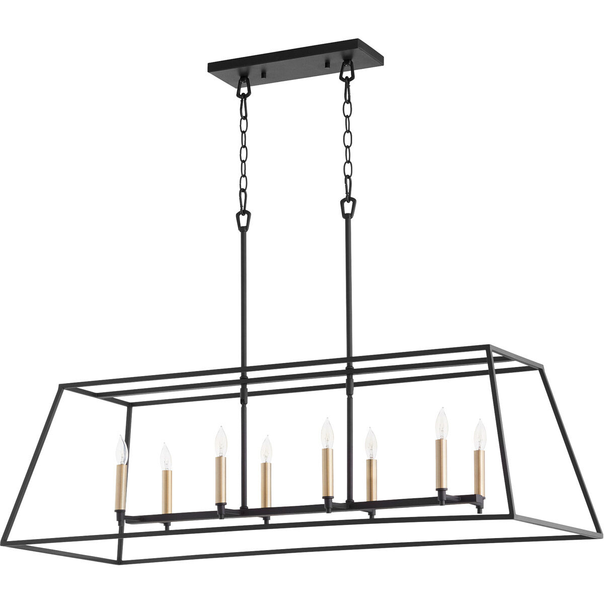 Gabriel 8 Light 45 inch Noir Linear Pendant Ceiling Light, Quorum Home