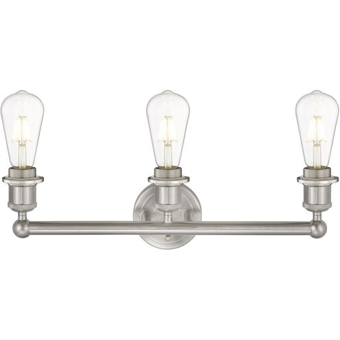 Edison Fenton 3 Light 25 inch Brushed Satin Nickel Bath Vanity Light Wall Light in Mercury Glass
