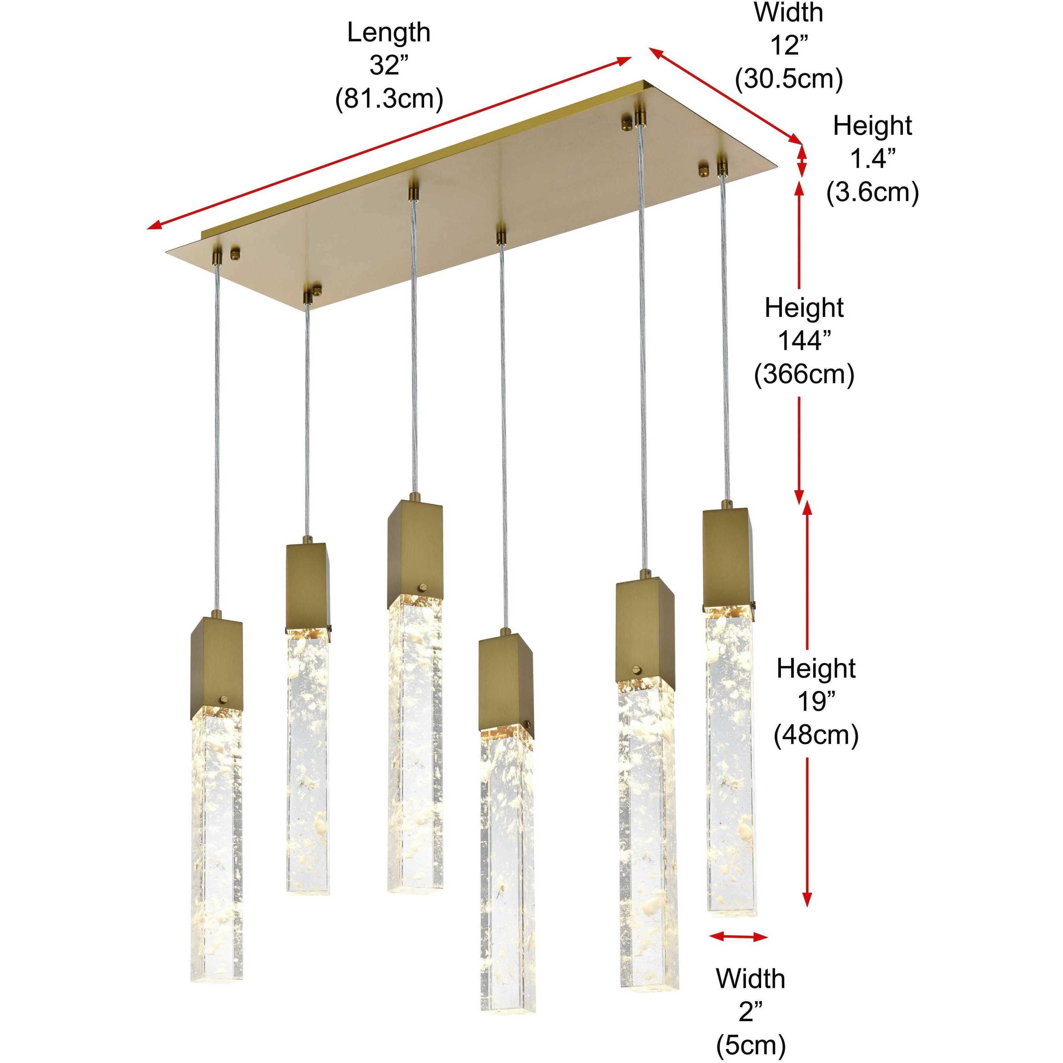 Aurora 6 Light 12 inch Satin Gold Pendant Ceiling Light