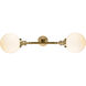 Franklin Restoration Large Beacon 2 Light 8 inch Brushed Brass Bath Vanity Light Wall Light in Matte White Glass, Franklin Restoration