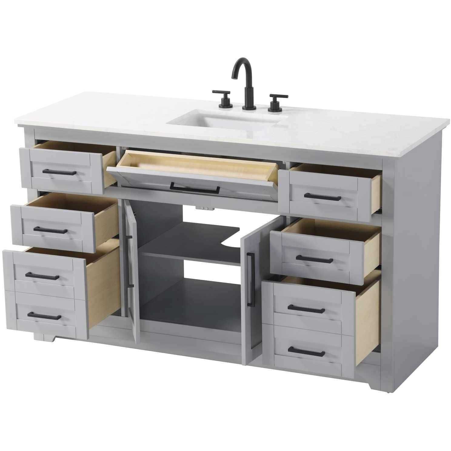 Remington 60 X 35 inch Grey Bathroom Vanity Cabinet